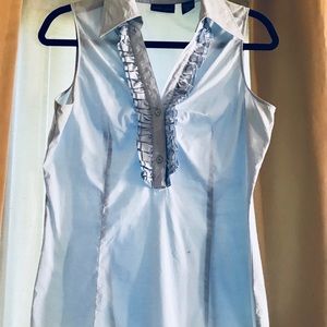 Pinstripe Blue Sleeveless Blouse